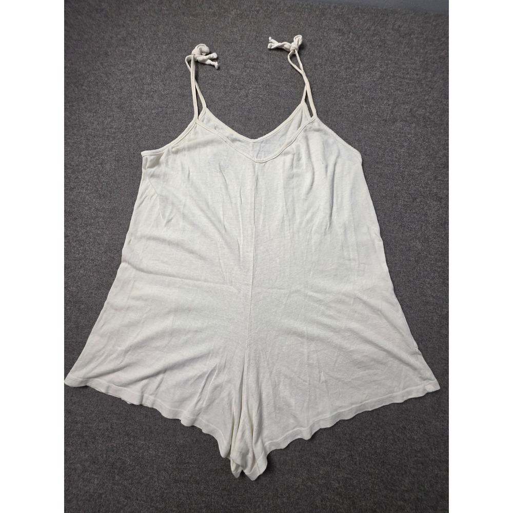 Jungmaven Romper Womens Medium Off White Hemp Cotton Tie Strap Patch Pockets - Picture 2 of 9